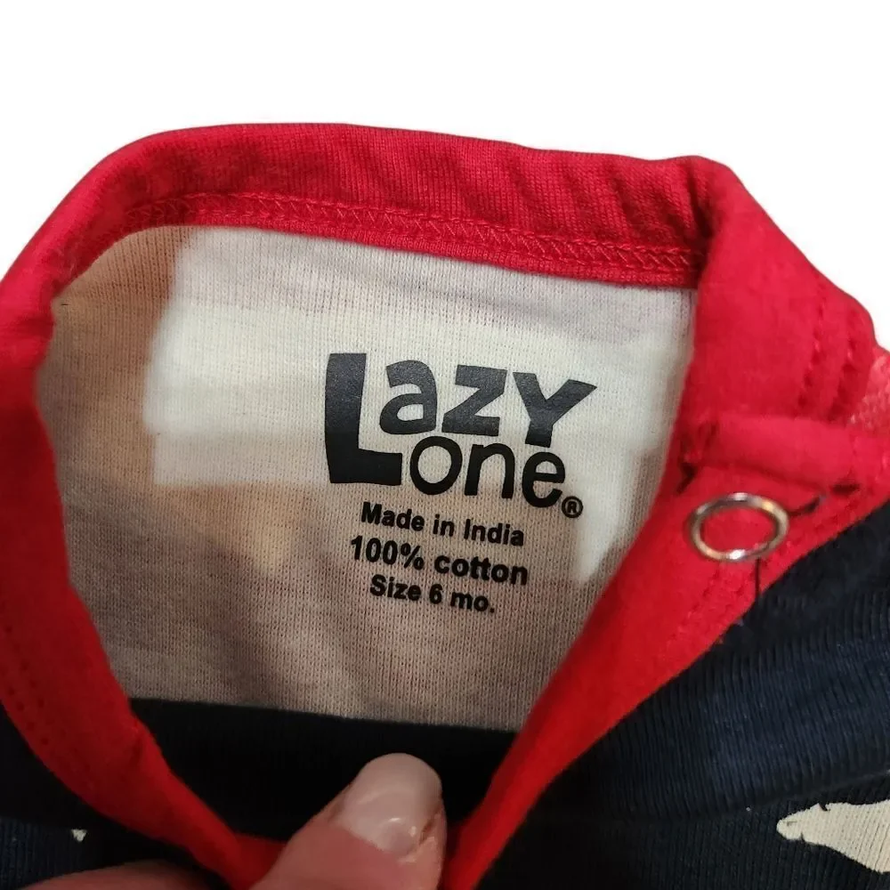 Lazy One Patriotic One Piece Baby Shirt Size 6 Months July 4th USA Stars Stripes